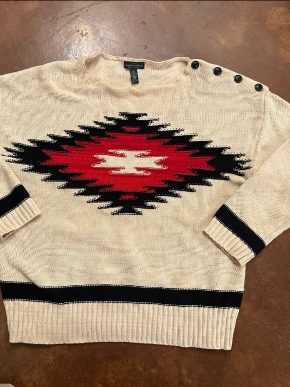 Vintage LRL Lauren Jeans Co. Southwestern Knit Sweater XL